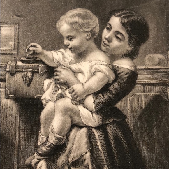 First Alms 9.5" X 5.75" - Antique Engraving/Print - Picture 5 of 6
